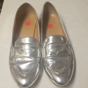 J. Crew Silver Loafers